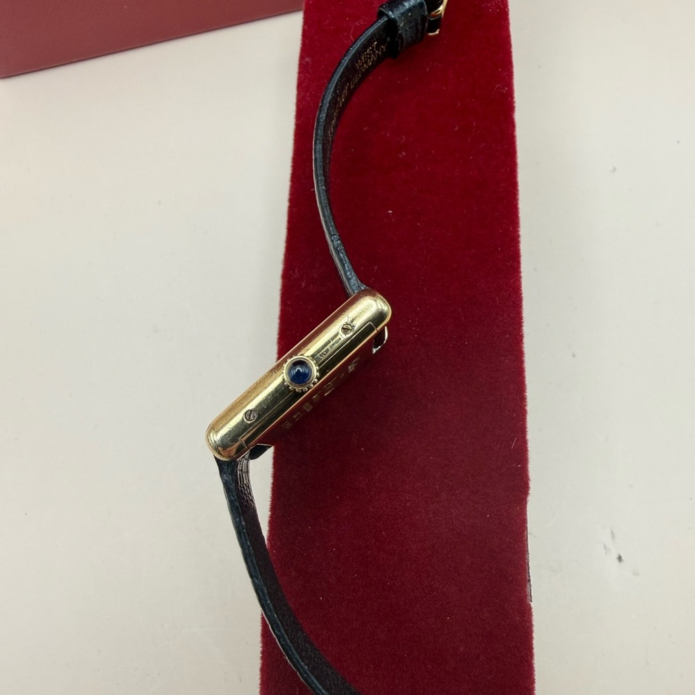 Cartier Tank Style With Black Dial, Solid Sterling Silver Plated in 18k Gold - Picture 3 of 16